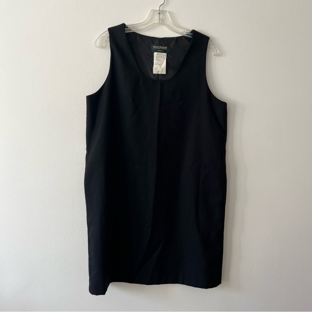 Vintage Harve Benard Black Sleeveless Pinafore Shift Mini Dress
